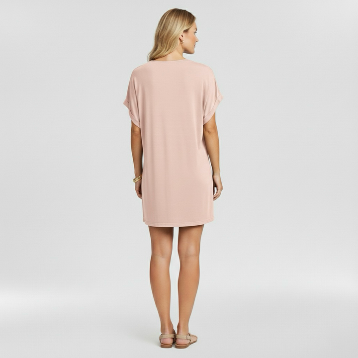 Dámské šaty s výstřihem do V a krátkým rukávem pro příležitostné nošení v létě