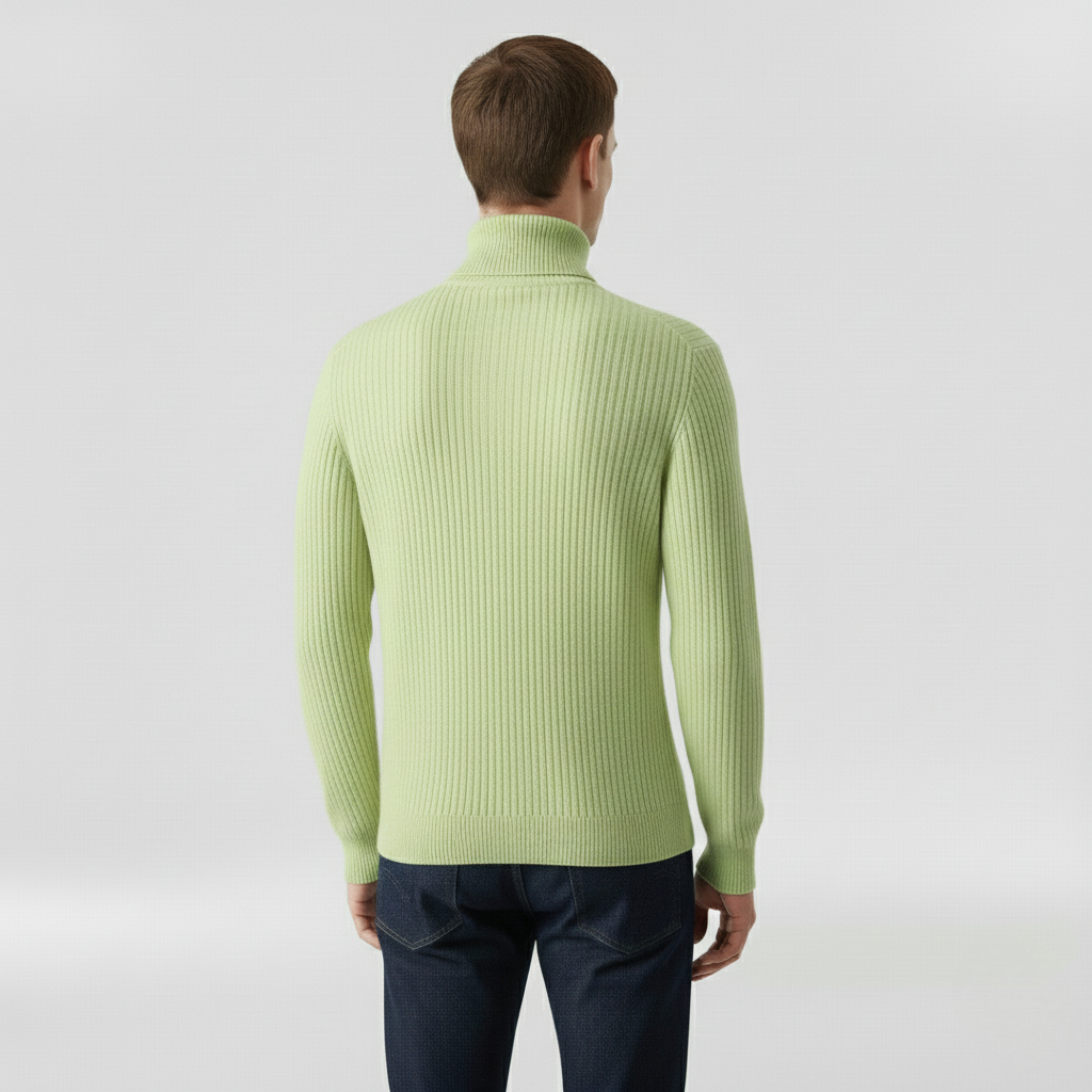 Gerippter Rollkragenpullover für Herren für Herbst und Winter im Alltag