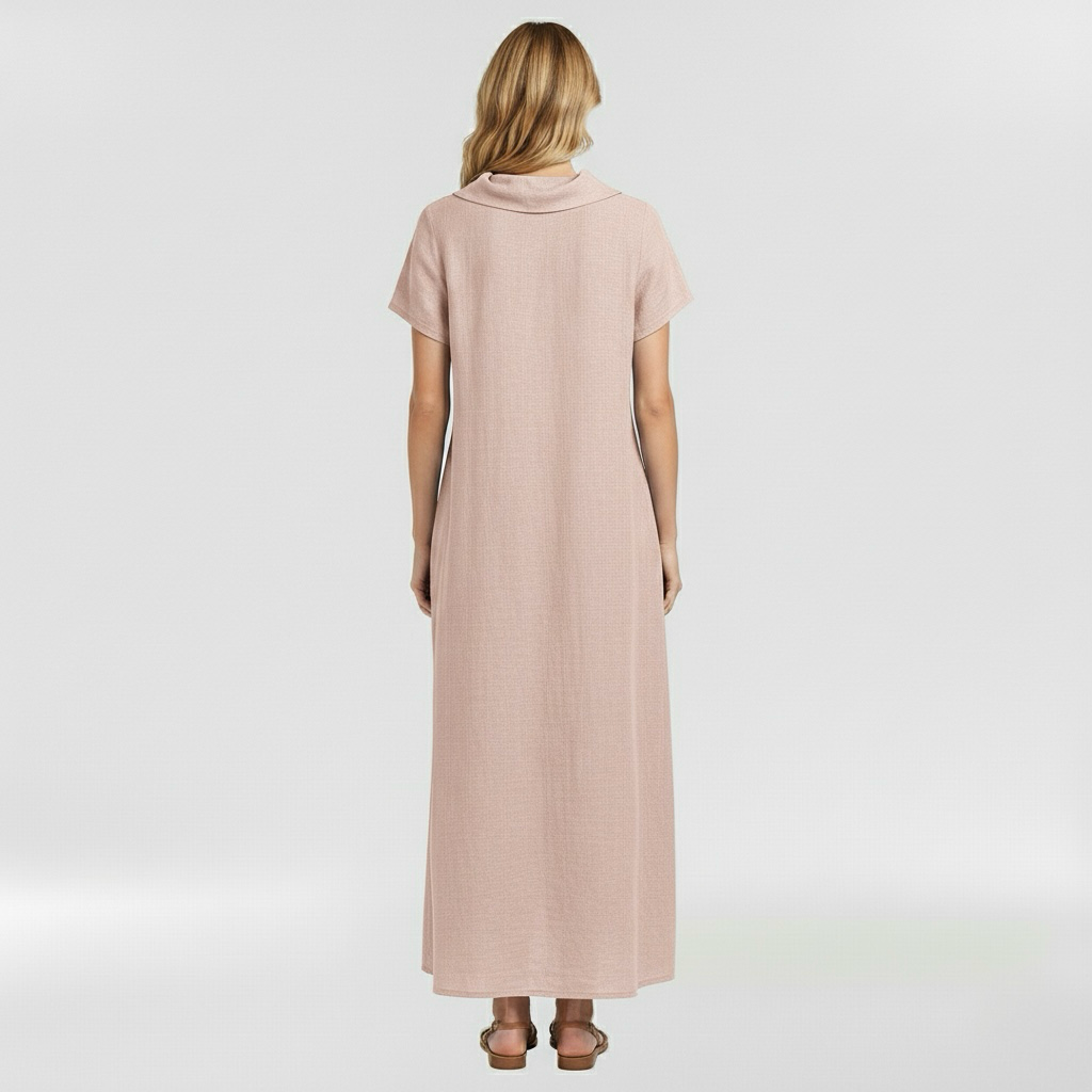 Vestido largo suelto para mujer de manga corta casual