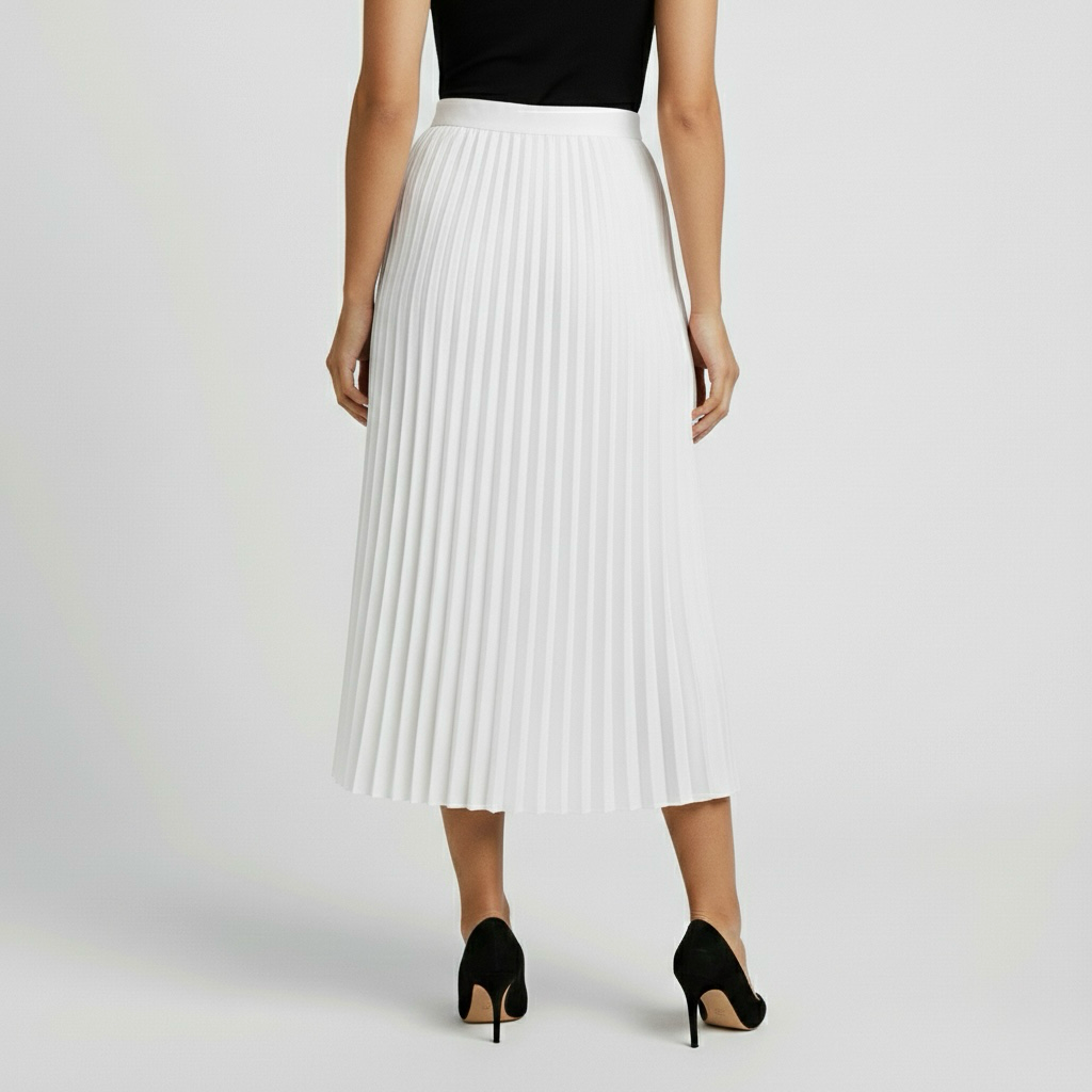 Falda midi plisada clásica para uso diario y oficina
