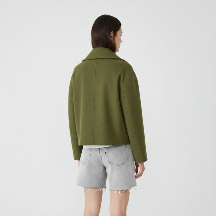 Cappotto lungo da donna con doppia abbottonatura frontale per l'inverno