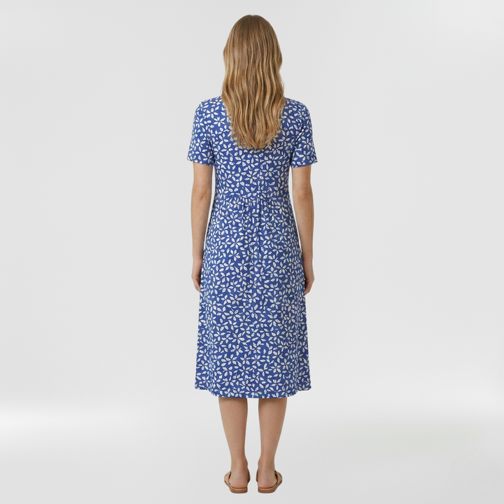 Vestido midi floral de manga corta para mujer diario