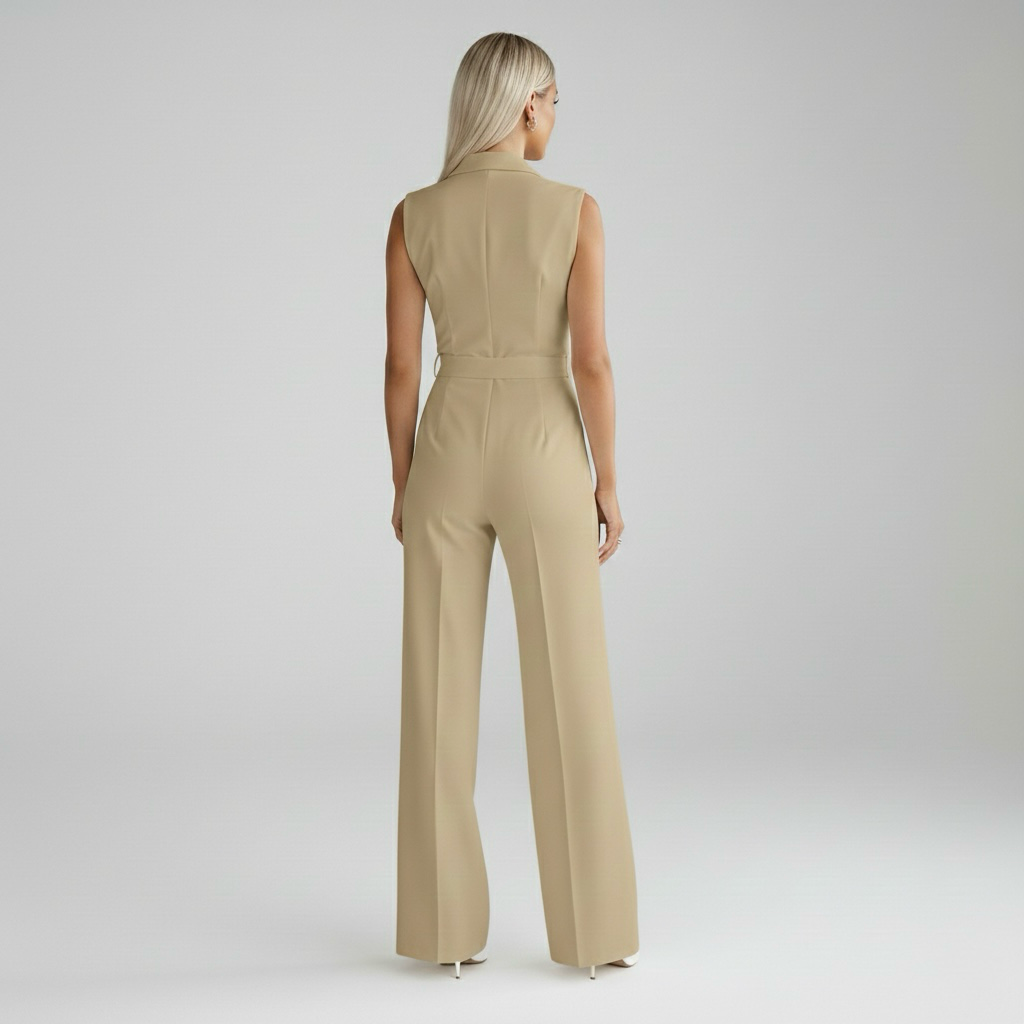 Dámský overal bez rukávů a s výstřihem do V na společenské události a večery