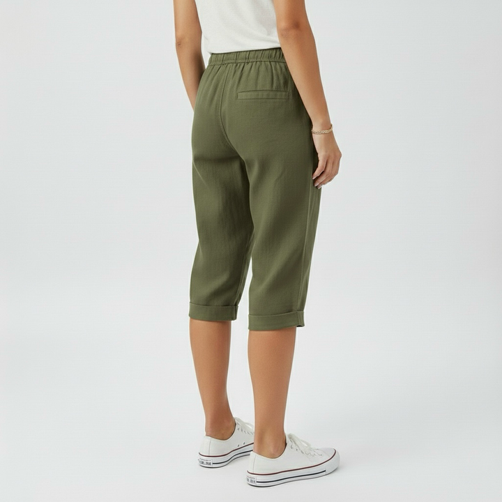 Pantaloncini informali al ginocchio con cordoncino da donna