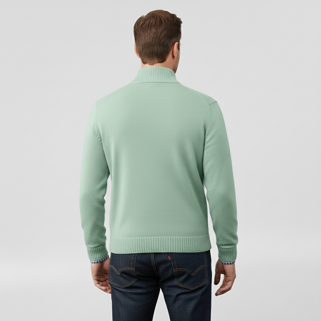 Pánský svetr se středním zipem pro vrstvení a každodenní nošení