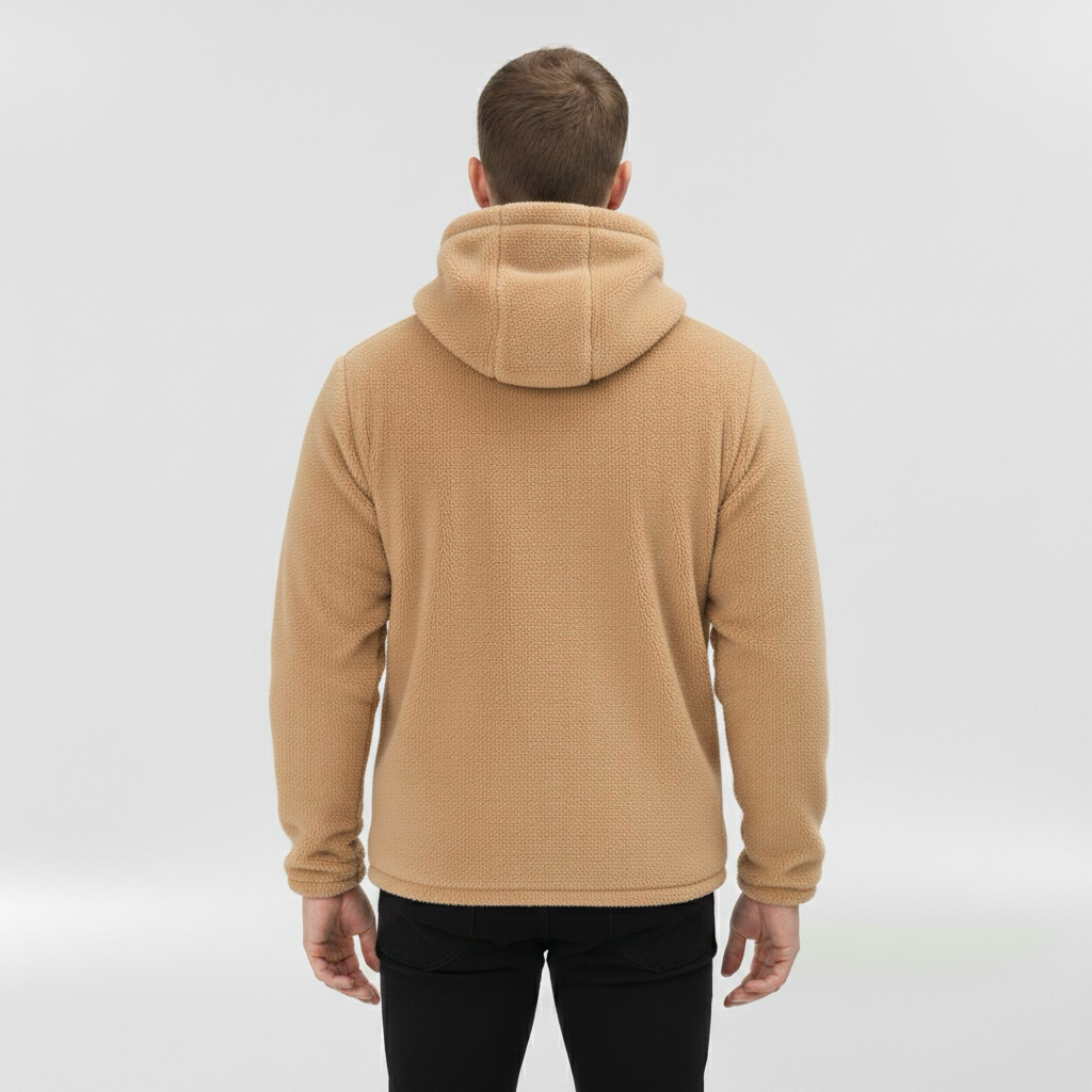 Kurtka z polaru z kapturem i zamkiem błyskawicznym dla mężczyzn na zimę