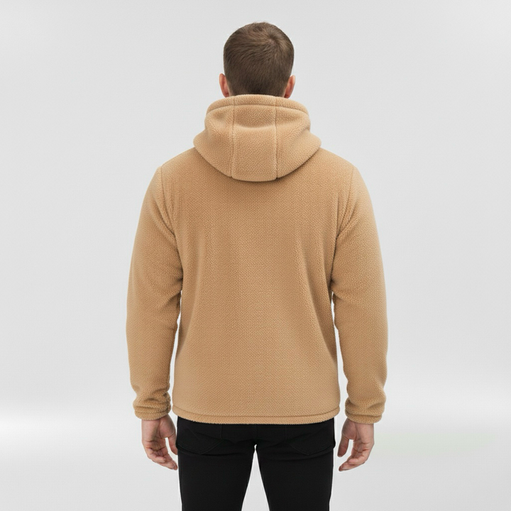 Kurtka z polaru z kapturem i zamkiem błyskawicznym dla mężczyzn na zimę