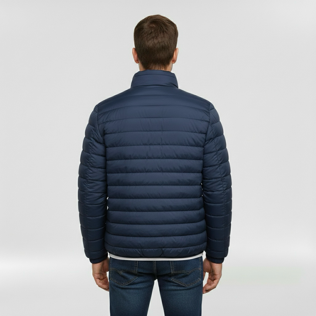 Geacă matlasată ușoară pentru bărbați cu guler înalt pentru iarnă