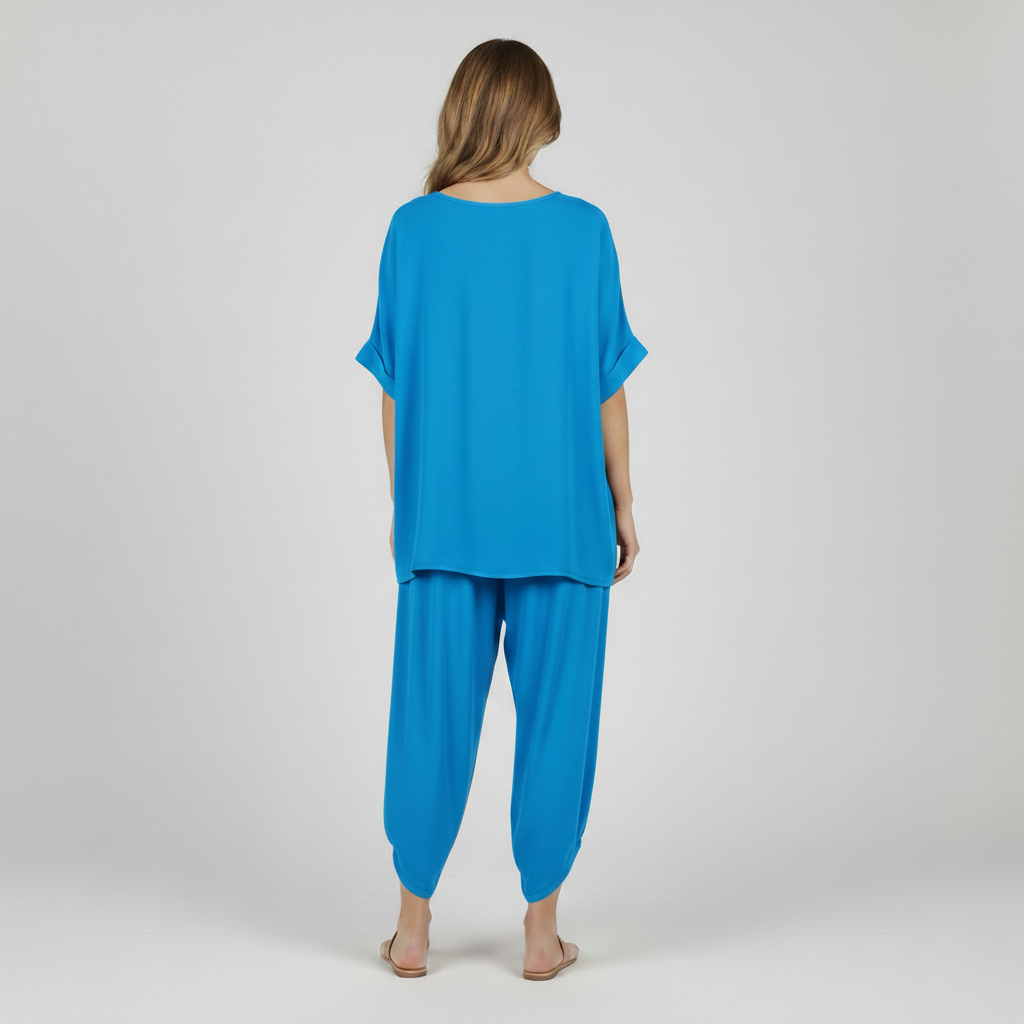 Pohodlná dvoudílná souprava pro ženy, top a volné kalhoty