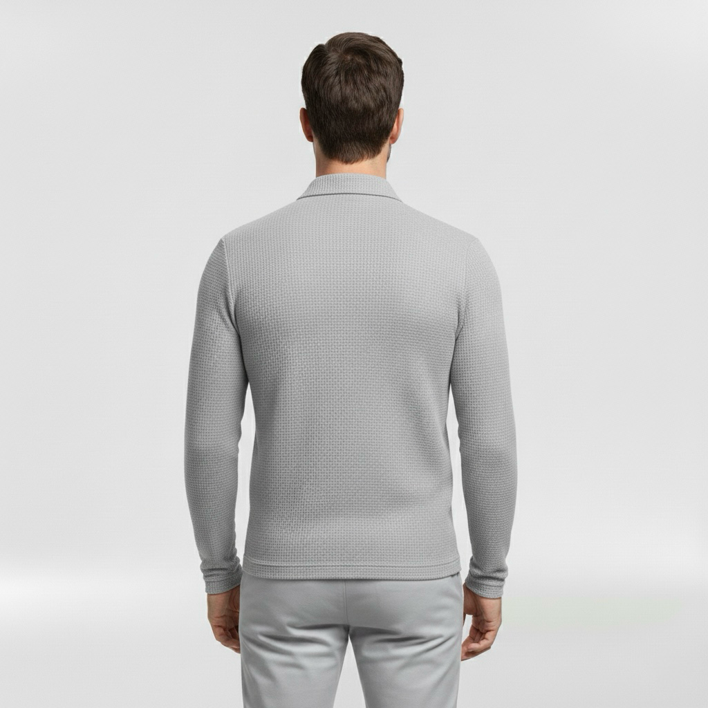 Pánský svetr na zip s vysokým límcem pro každodenní vrstvení