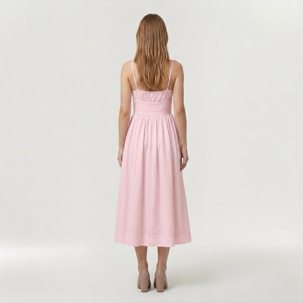 Robe midi sans manches pour femme avec fines bretelles