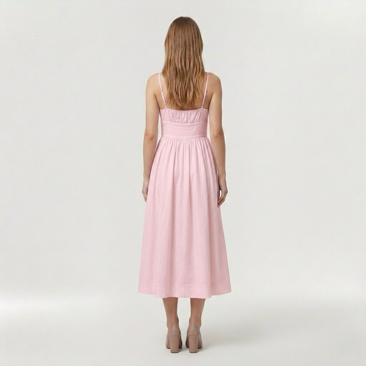 Robe midi sans manches pour femme avec fines bretelles