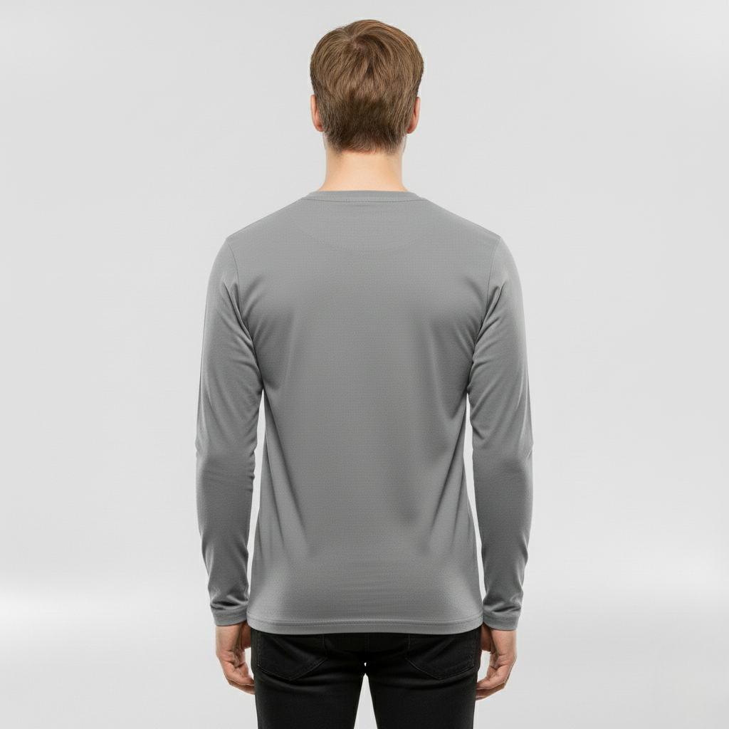 Męska koszulka z długim rękawem i okrągłym dekoltem na co dzień i do warstwowania