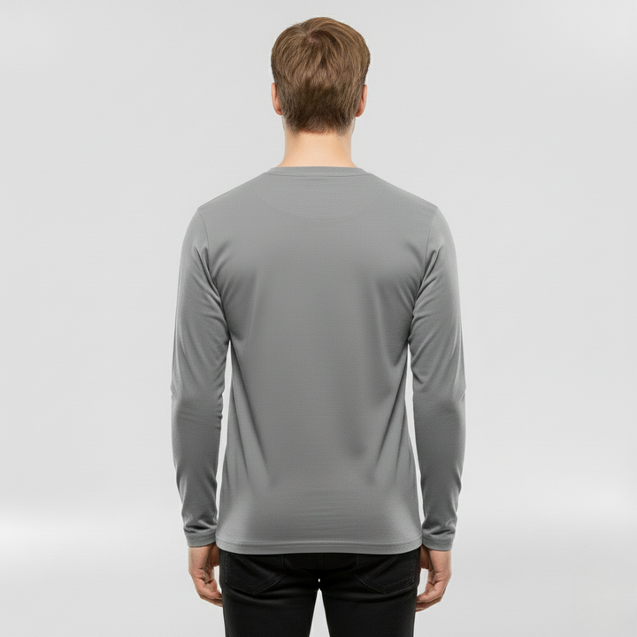 Męska koszulka z długim rękawem i okrągłym dekoltem na co dzień i do warstwowania