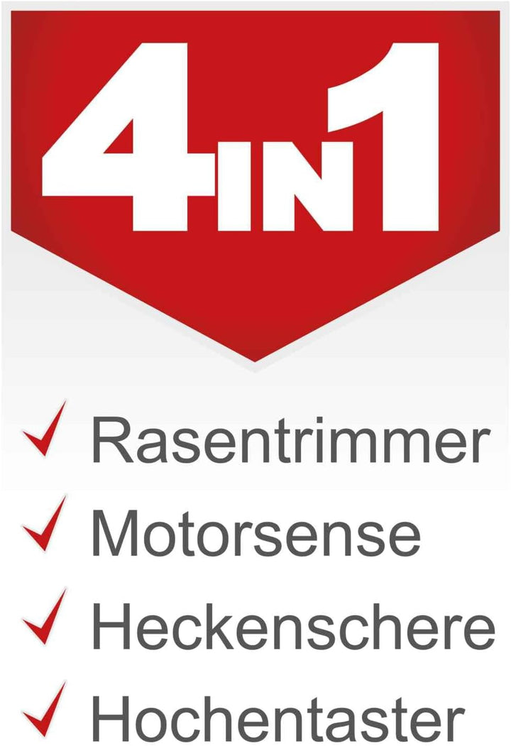 Scheppach Benzin Multigartengerät MT33P Multifunktionsgerät | 4in1 - Rasentrimmer Kettensäge Motorsense Heckenschere | 1,22PS Leistung | 2-Takt-Motor | inkl. Schultergurt und Hüftschutz