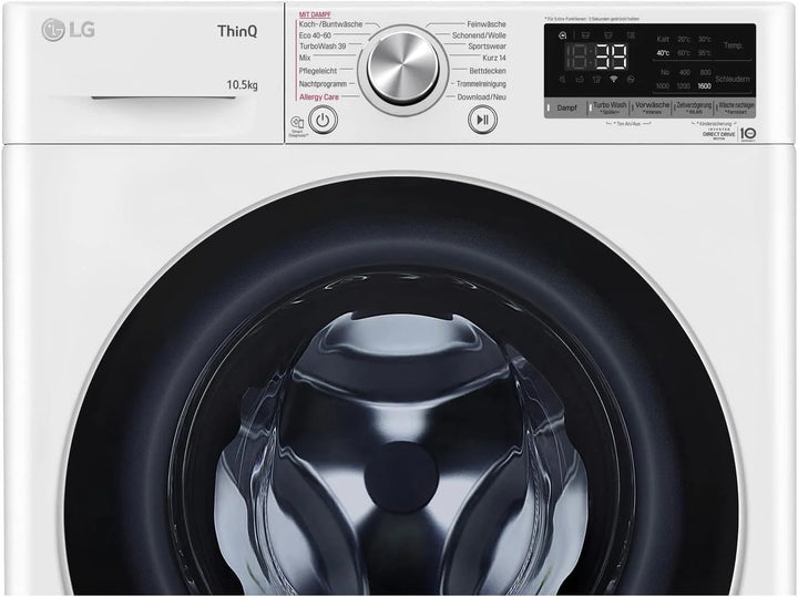 LG F4WV7080, Klasse A, Frontlader-Waschmaschine 8 kg, 1400 U/Min, AI Direct Drive, Wi-Fi, Tiefenreinigung mit Dampf, Groe Kapazitt, TRIPLE A, Auentür aus Sicherheitsglas, 62 x 60 x 85 cm  Wei