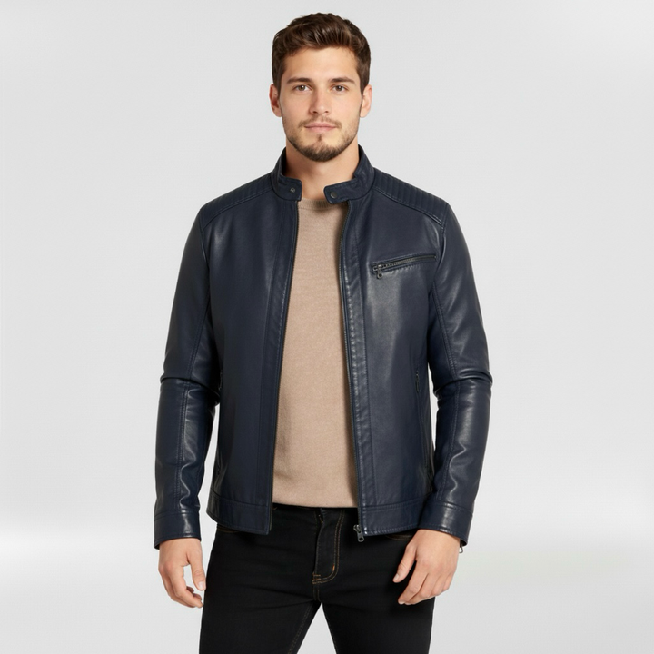 Pánská kožená bunda se zapínáním na zip pro každodenní běžné nošení