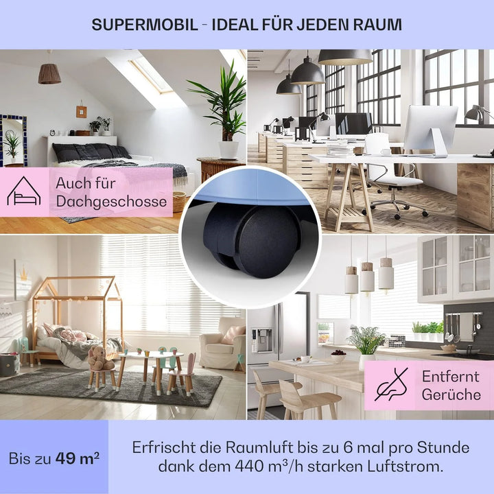 Klarstein Mobile Klimaanlage mit Abluftschlauch, 5-in-1 Klimagerät, Ventilator, Luftentfeuchter, Luftreiniger & Nachtmodus, App-Steuerung, Kleine & Portable, für Wohnung & Büro, 12000 BTU