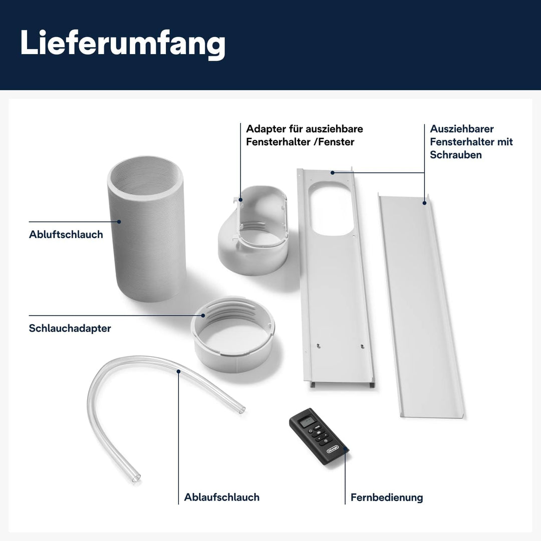 De'Longhi Pinguino PAC EM93 Silent, Mobile Klimaanlage für Räume bis zu 90 m³, 10.500 BTU/h, 2,6 kW, 63 dB, Entfeuchtungsfunktion, Energieklasse A, 24h-Timer, Weiß