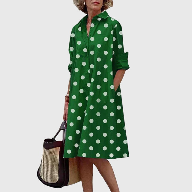 Robe décontractée pour femme avec poches fonctionnelles | Robe à coupe décontractée en tissu fluide de polyester pour un usage quotidien