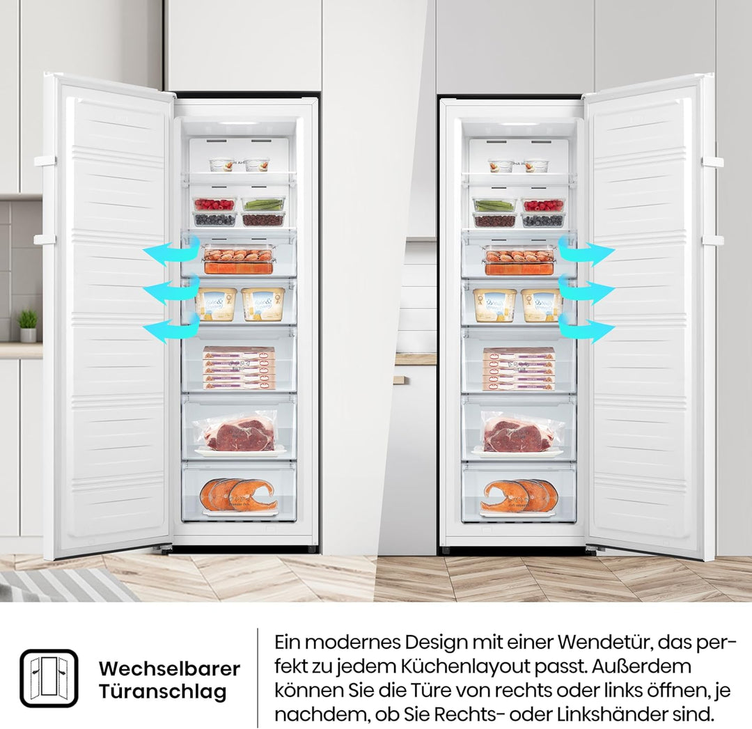 Hisense FV191N4AW2 Gefrierschrank/ TotalNoFrost/ SuperFreeze/ Türalarm/ Multiflow 360°/ BigBox/ 143,4 cm/ Gefrierteil 147 l/ 41 dB/ 205 kWh/Wei