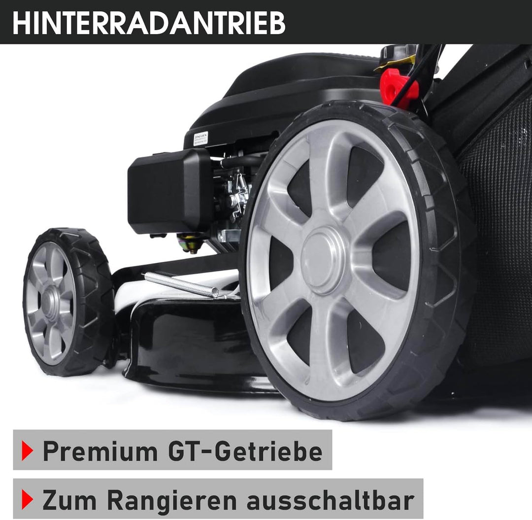 BRAST® Benzin Rasenmäher mit Antrieb | 5,2kW (7PS) | 55cm Schnittbreite | viele Modelle | TÜV | 30-80mm Schnitthöhe | 60L Fangkorb | 4 Takt OHV Motor | Stahlgehäuse | Power
