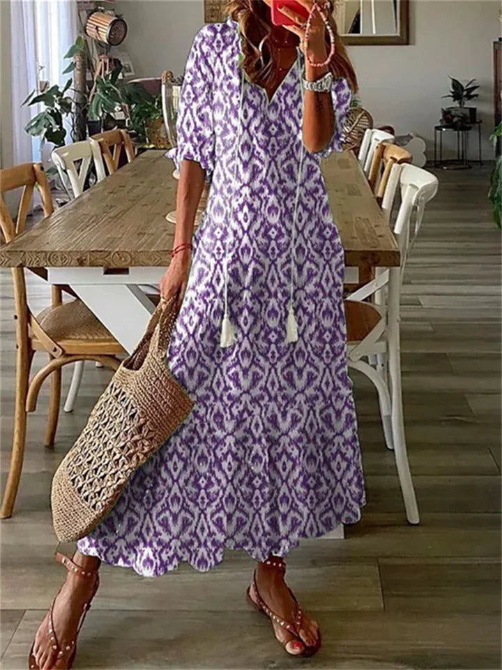 Women's Floral Maxi Dress-Metro Lane Plaza
