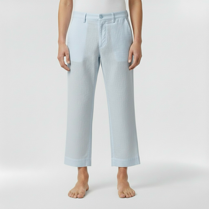 Pánské lněné kalhoty rovného střihu pro každodenní nošení