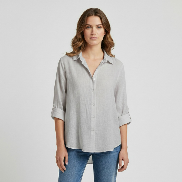Camicia da donna a taglio comodo con bottoni per tutti i giorni