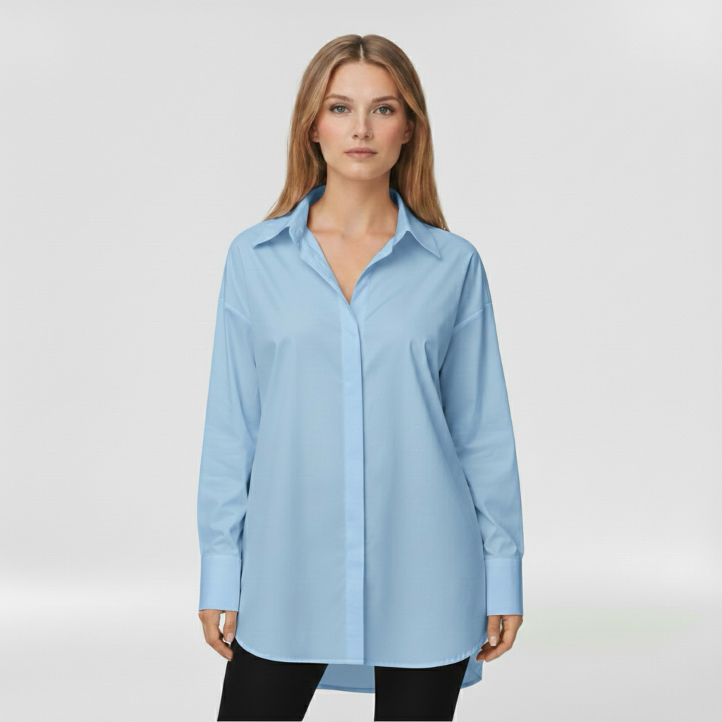 Camicia con bottoni da donna a maniche lunghe per l'ufficio