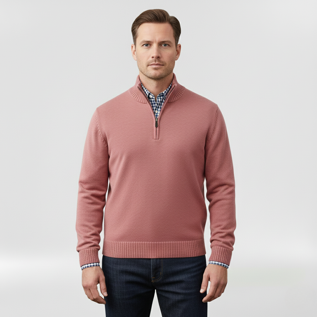 Pánský svetr se středním zipem pro vrstvení a každodenní nošení