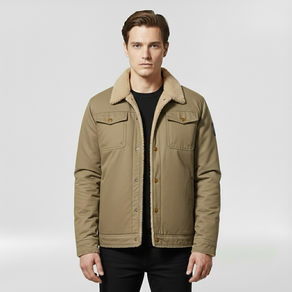 Kurtka bomberka męska z kołnierzem w kontrastowym kolorze do codziennego użytku casualowego