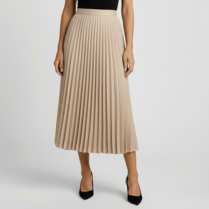 Falda midi plisada clásica para uso diario y oficina