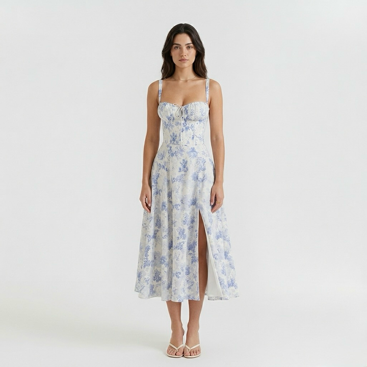 Vestido midi de tirantes con abertura lateral para mujer