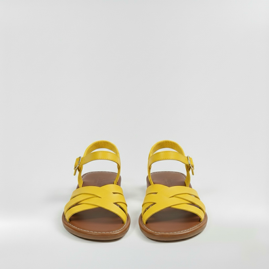 Flache Damensandalen mit breiten Riemen für den Sommer
