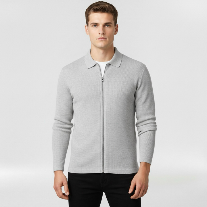 Pánský svetr na zip s vysokým límcem pro každodenní vrstvení
