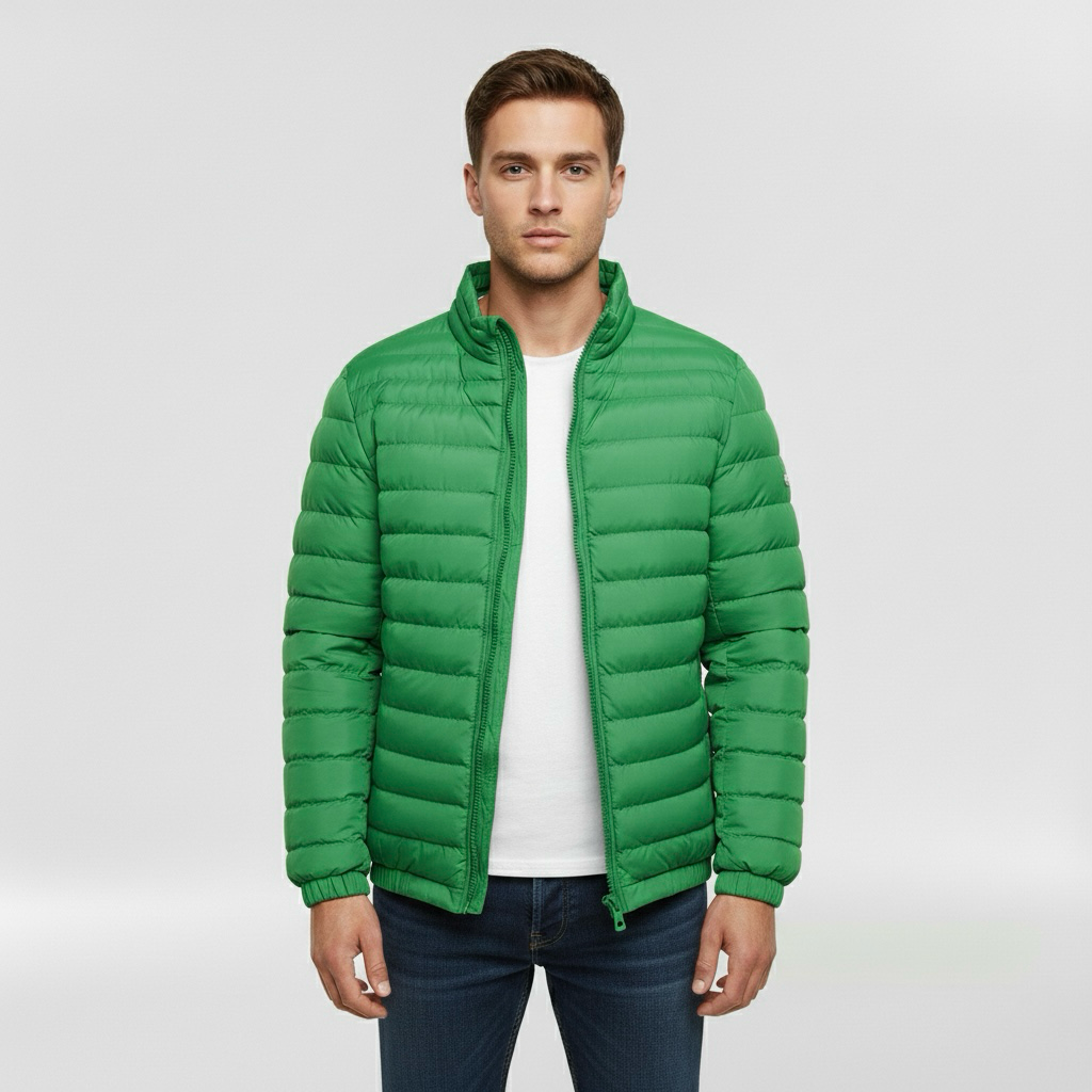 Geacă matlasată ușoară pentru bărbați cu guler înalt pentru iarnă