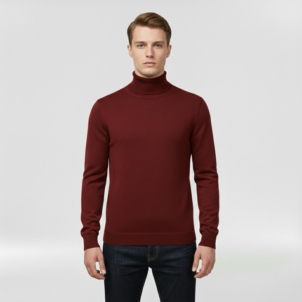 Pánský pletený svetr s vysokým límcem, teplý, elegantní a ležérní na zimu