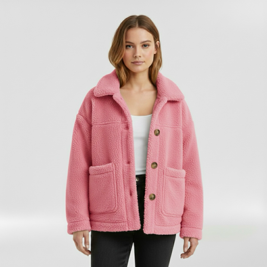 Chaqueta polar para mujer con botones delanteros para abrigarse a diario