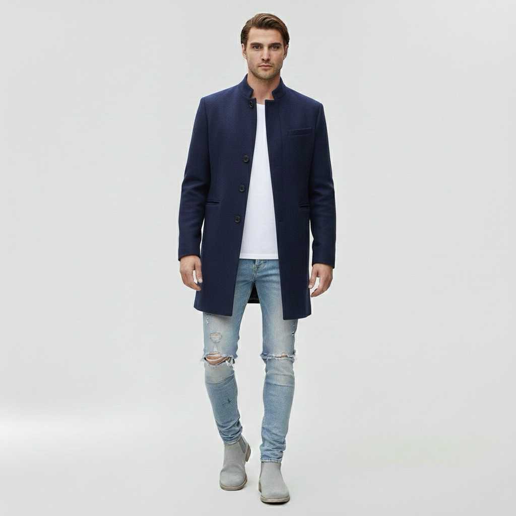 Μακρύ παλτό για άνδρες για επίσημη καθημερινή εμφάνιση σε δροσερό καιρό