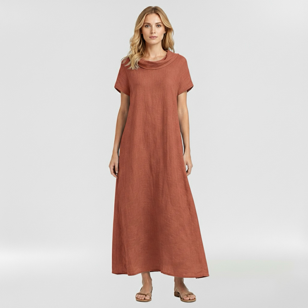 Vestido largo suelto para mujer de manga corta casual