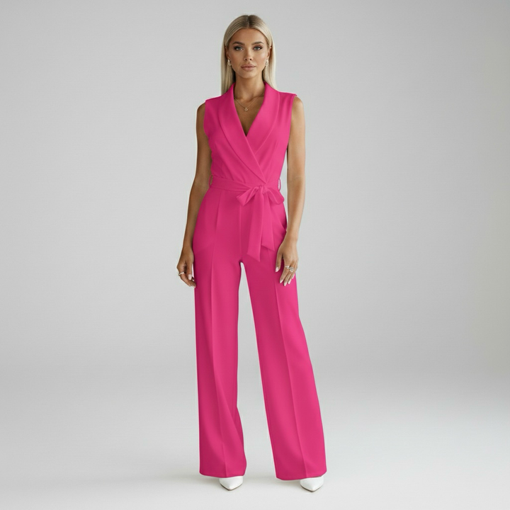 Dámský overal bez rukávů a s výstřihem do V na společenské události a večery