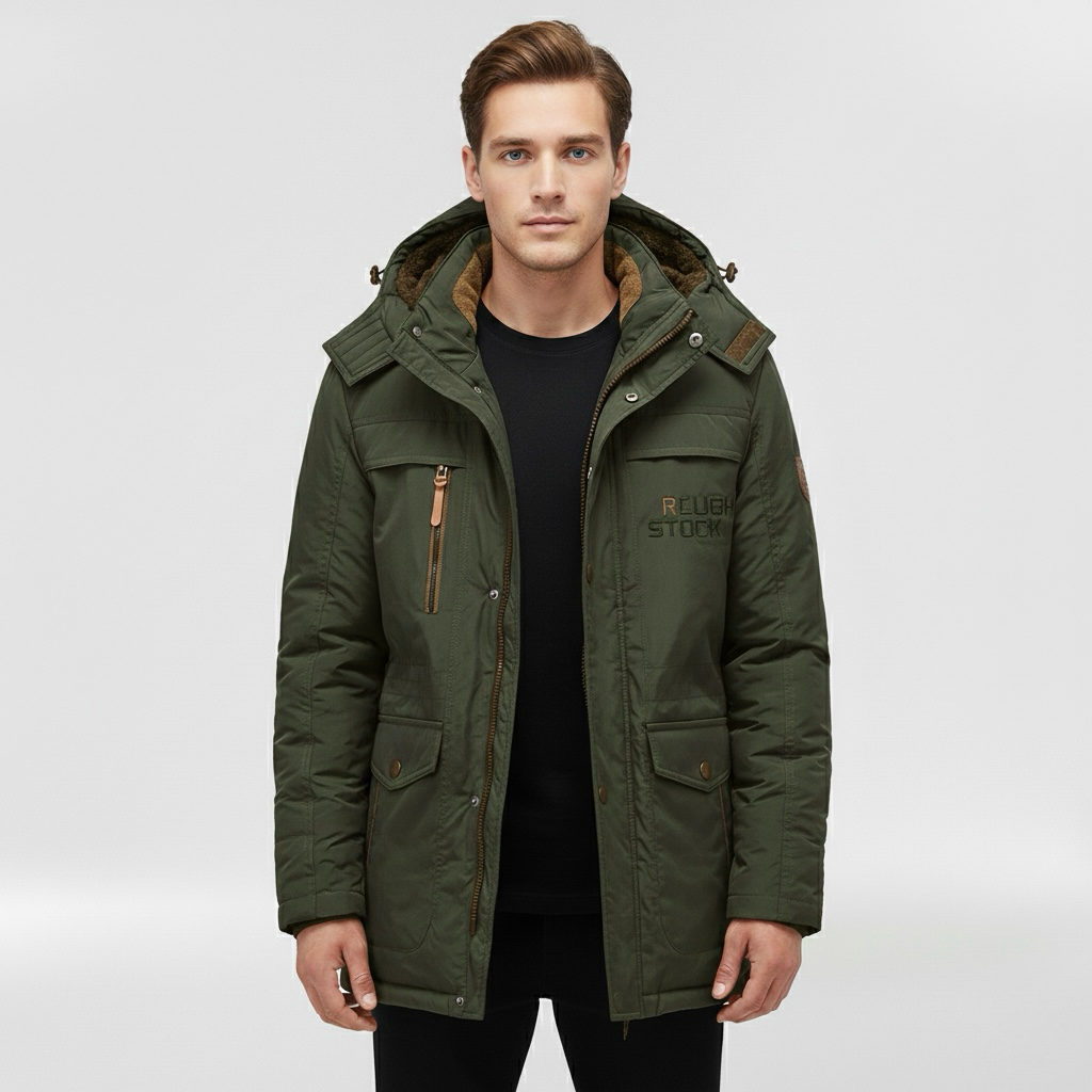 Pánská prošívaná bunda s kapucí, každodenní zimní kabát