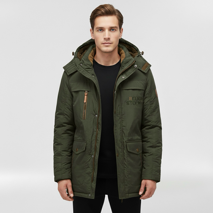 Pánská prošívaná bunda s kapucí, každodenní zimní kabát