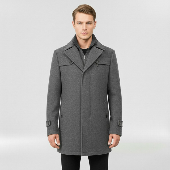 Cappotto medio lungo da uomo con bottoni per inverno elegante
