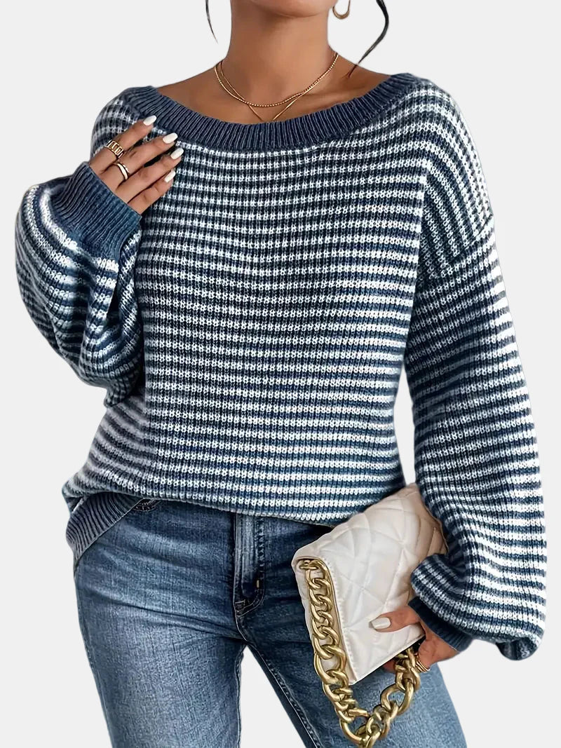 Nivora Pull Femme | Pull Rayé à Manches Longues