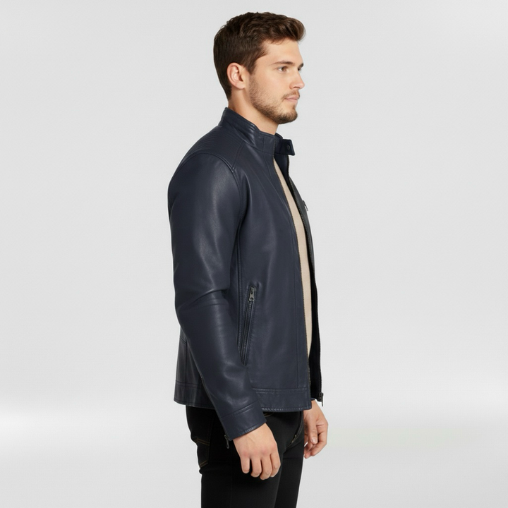 Pánská kožená bunda se zapínáním na zip pro každodenní běžné nošení