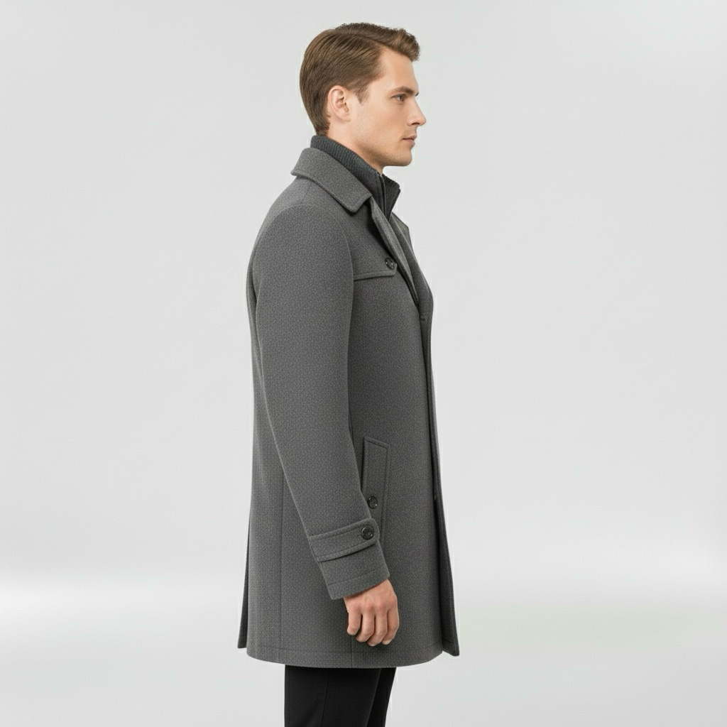 Cappotto medio lungo da uomo con bottoni per inverno elegante