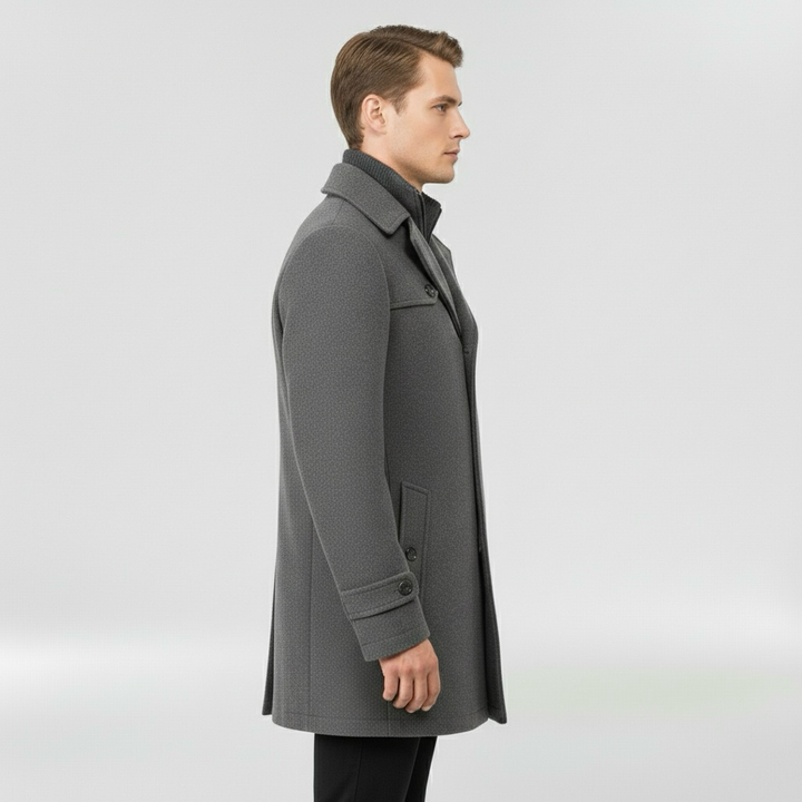 Cappotto medio lungo da uomo con bottoni per inverno elegante