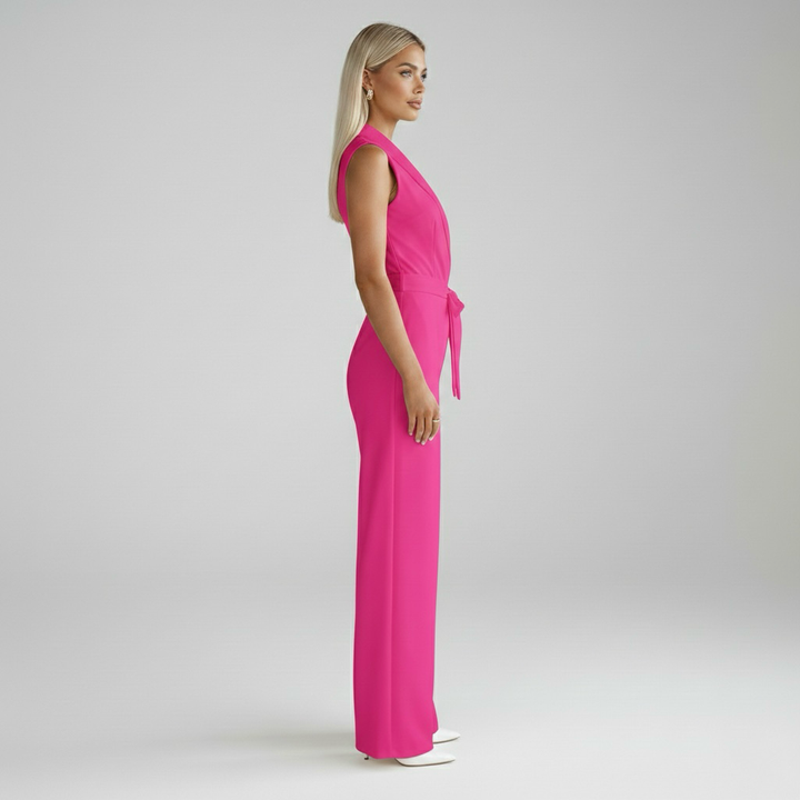 Dámský overal bez rukávů a s výstřihem do V na společenské události a večery